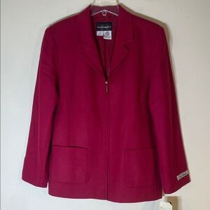 Requirements 100% Wool Deep Red Zip Front Jacket. 14. NWT.